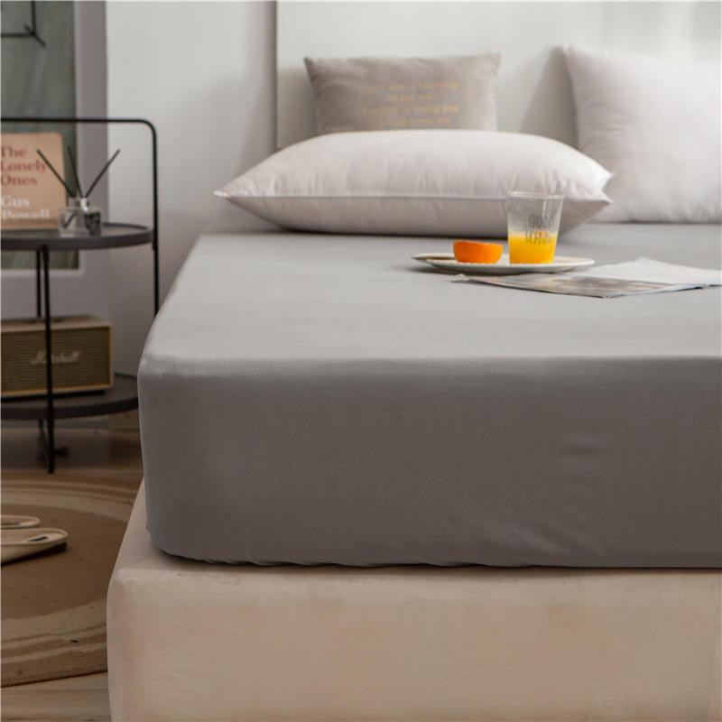 Cotton Fitted Bed Sheet with Pillows-Grey