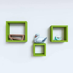 Wooden Shelves Green 3 Pcs Set