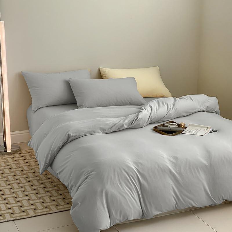 Plain Dyed Duvet Cover Set-Grey