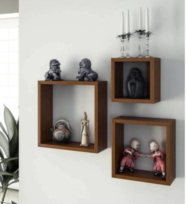 Wooden Shelves Brown 3 Pcs Set