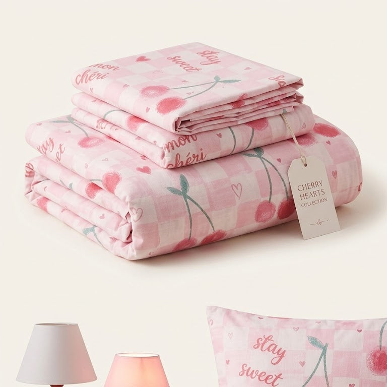 Kids' Premium  Bed Sheet Set - Cherry Blossom