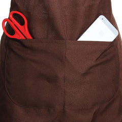 Plain Apron with Front Pocket - Brown