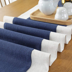 Jute Table Runner - White And Blue