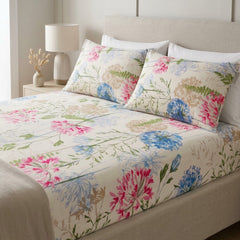 Printed Cotton Fitted Sheet Set-Flora Agapanthus