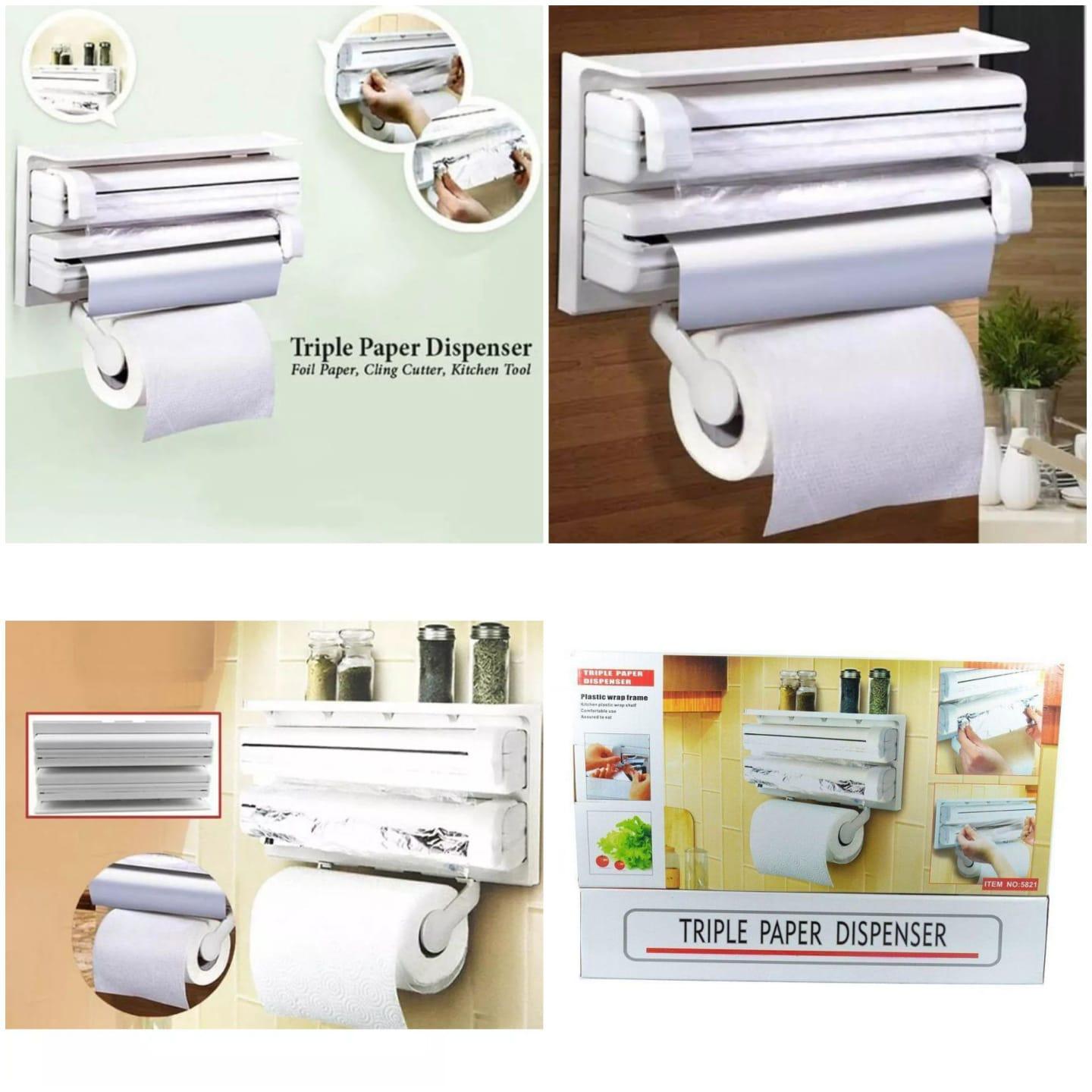 Wall Mount Tissue Holder Plastic Wrap Cling Film Paper Roll Cutter