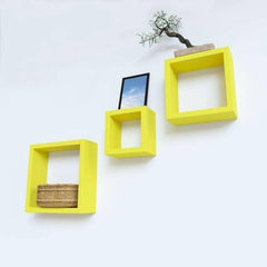 Wooden Shelves Yellow 3 Pcs Set