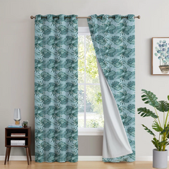 2Pc Waterproof Blackout Printed Curtains - Tropical