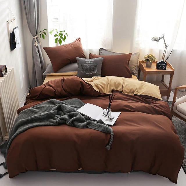 Plain Dyed Reversible Cotton Duvet Cover Sets