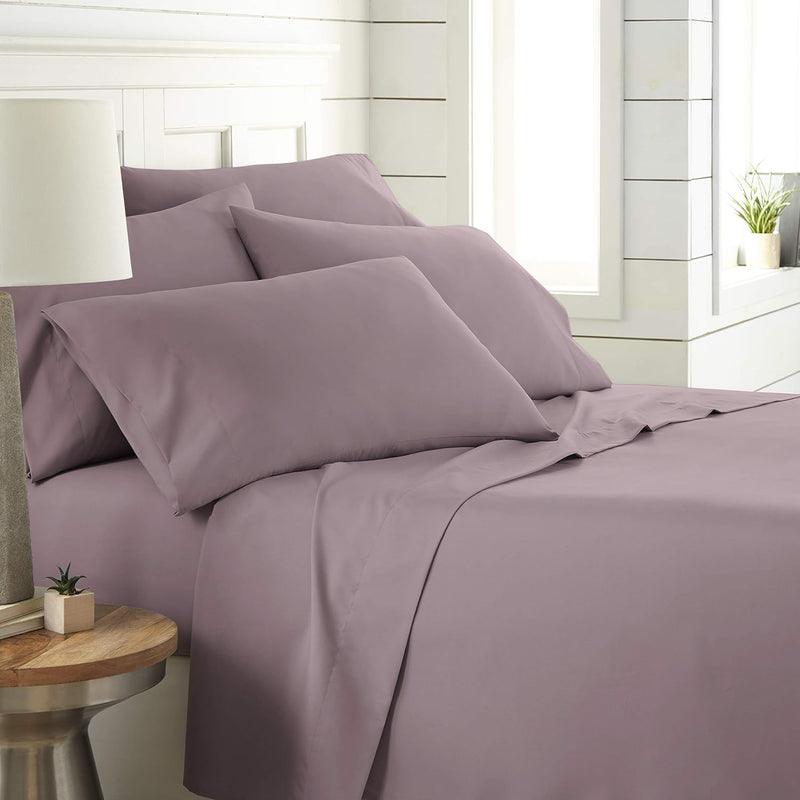 Cotton Fitted Bed Sheet with Pillows-Lavender