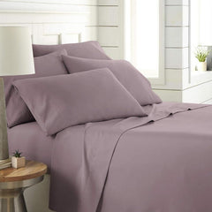 Cotton Fitted Bed Sheet with Pillows-Lavender