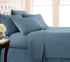 Cotton Fitted Bed Sheet with Pillows- Coronet Blue