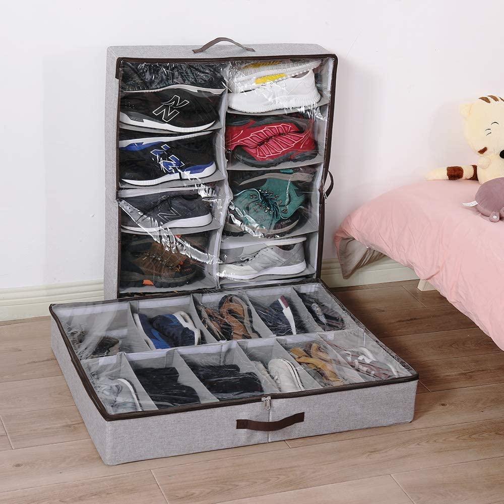 12 Compartment Under Bed Shoe Storage Bag