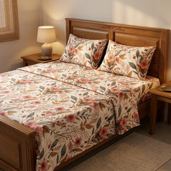 Imperial Flora - Printed Flat Sheet Set, Double Bed, 100% Cotton