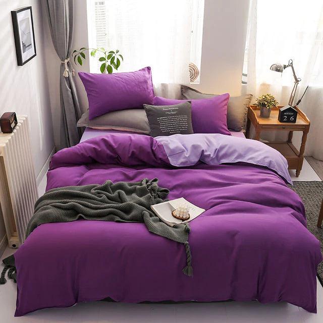 Plain Dyed Reversible Cotton Duvet Cover Sets