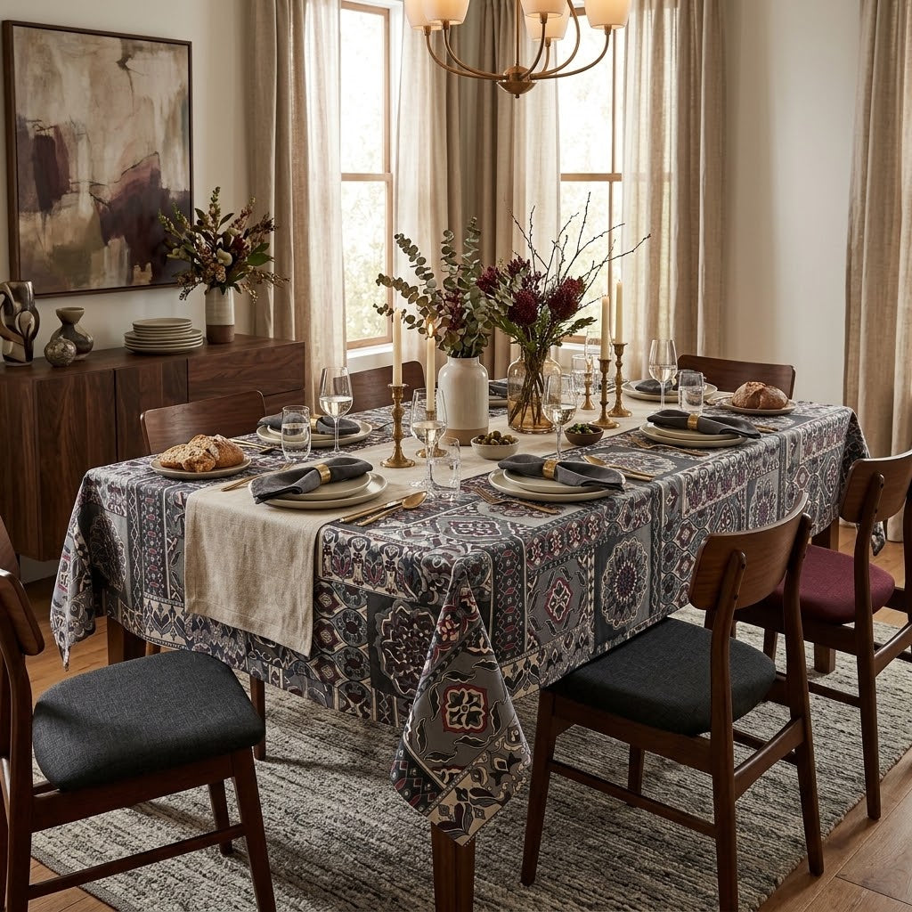 Printed Cotton Table Cover-Rawaaj Tile