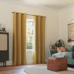 2Pc Plain Dyed Eyelet Curtains With Lining - Mustered