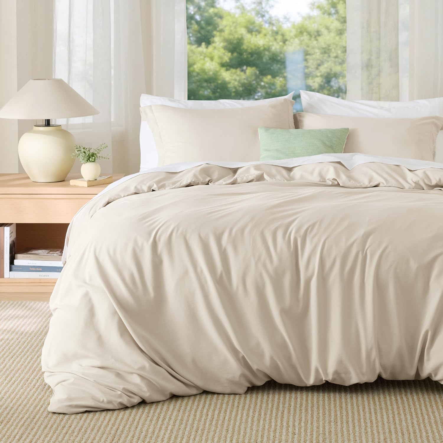 Plain Duvet Cover Set 100% Cotton Bedding Set For All Season（Set of 3Pc）