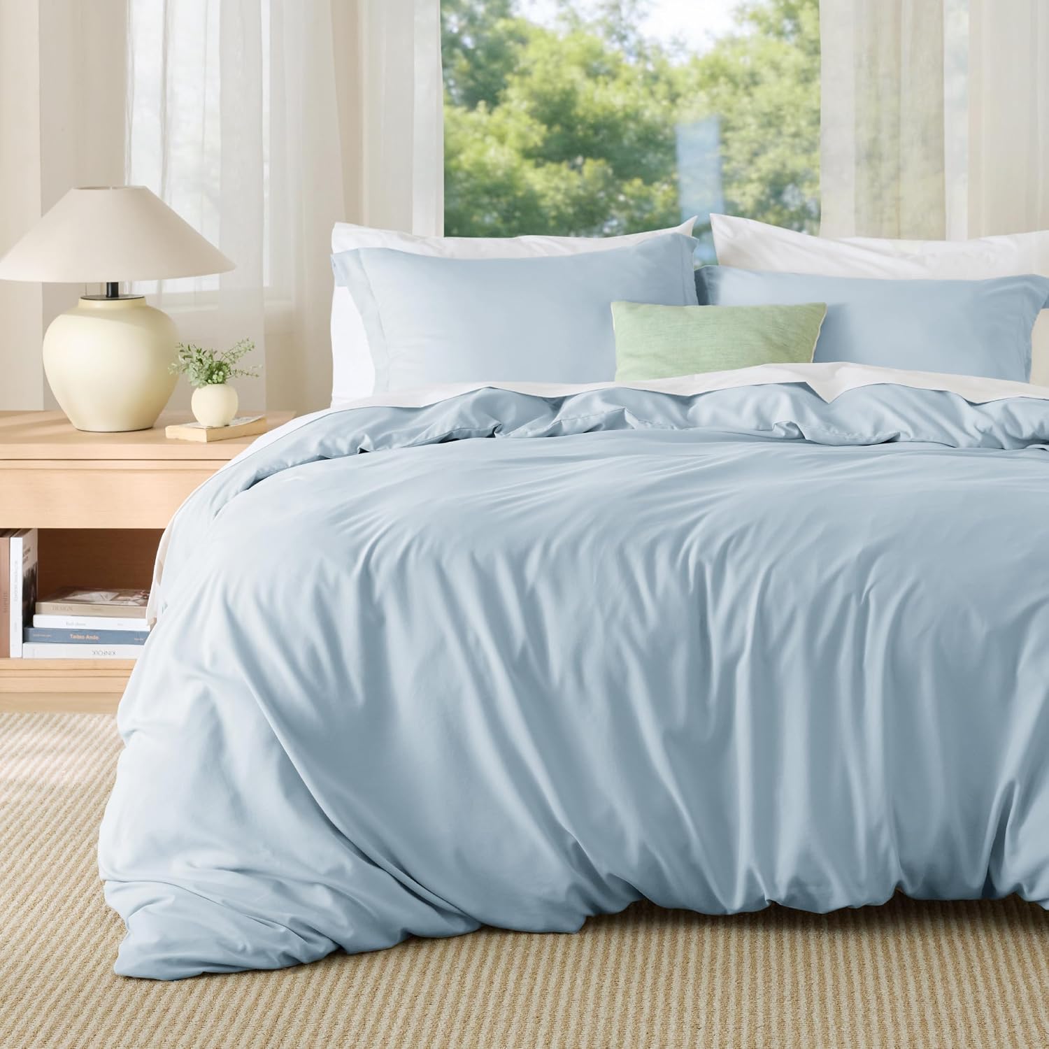 Plain Duvet Cover Set 100% Cotton Bedding Set For All Season（Set of 3Pc）