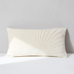 Solaris Pintuck (Rectangular-14x24) Cream Velvet Cushion Cover-1 PC