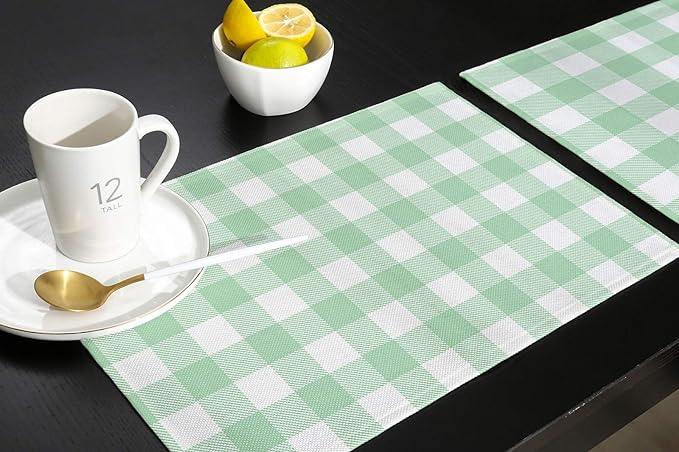 Waterproof Dinning Set - Green White Checkered