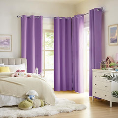 2Pc Plain Dyed Eyelet Curtains With Lining -  Amethyst Orchid