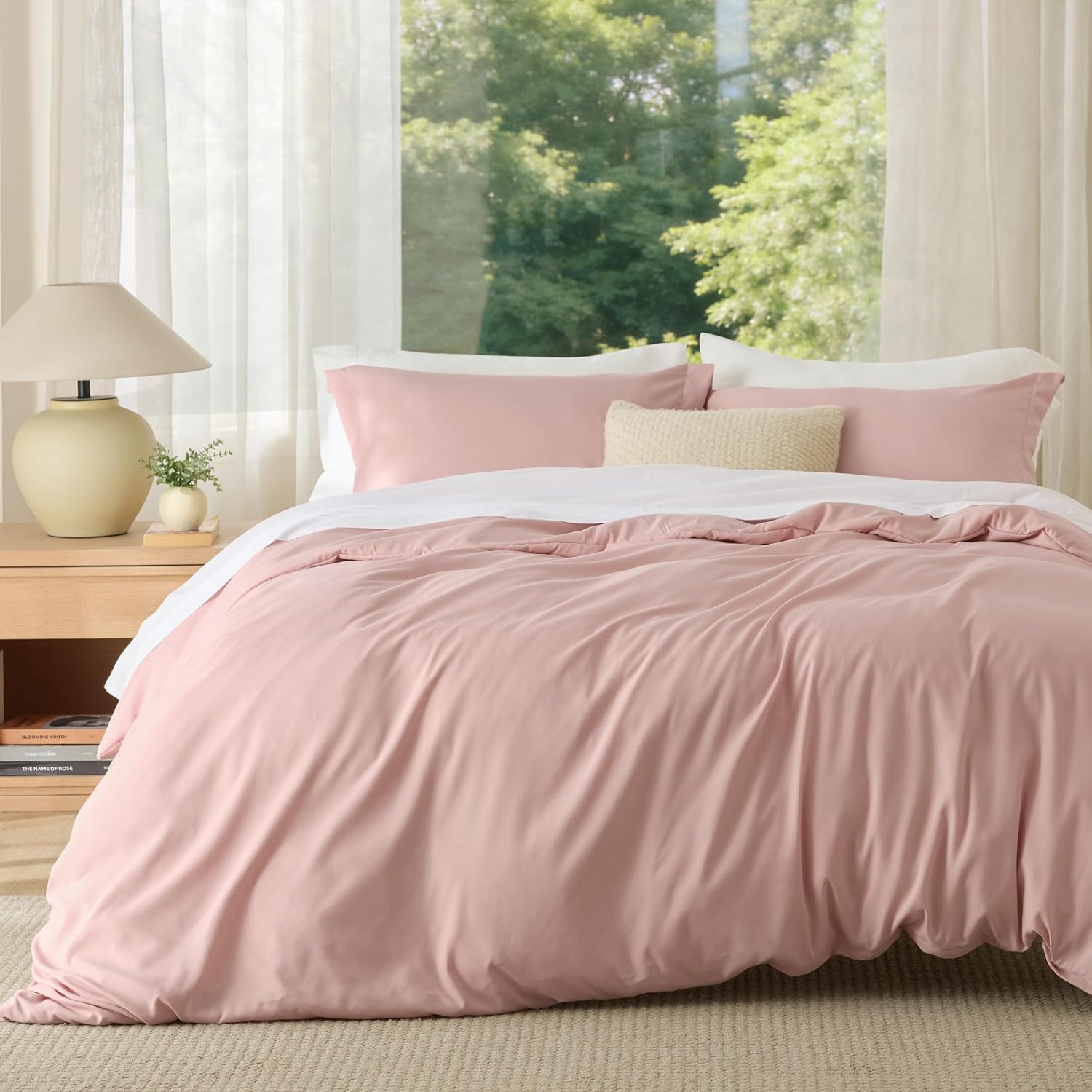 Plain Duvet Cover Set 100% Cotton Bedding Set For All Season（Set of 3Pc）
