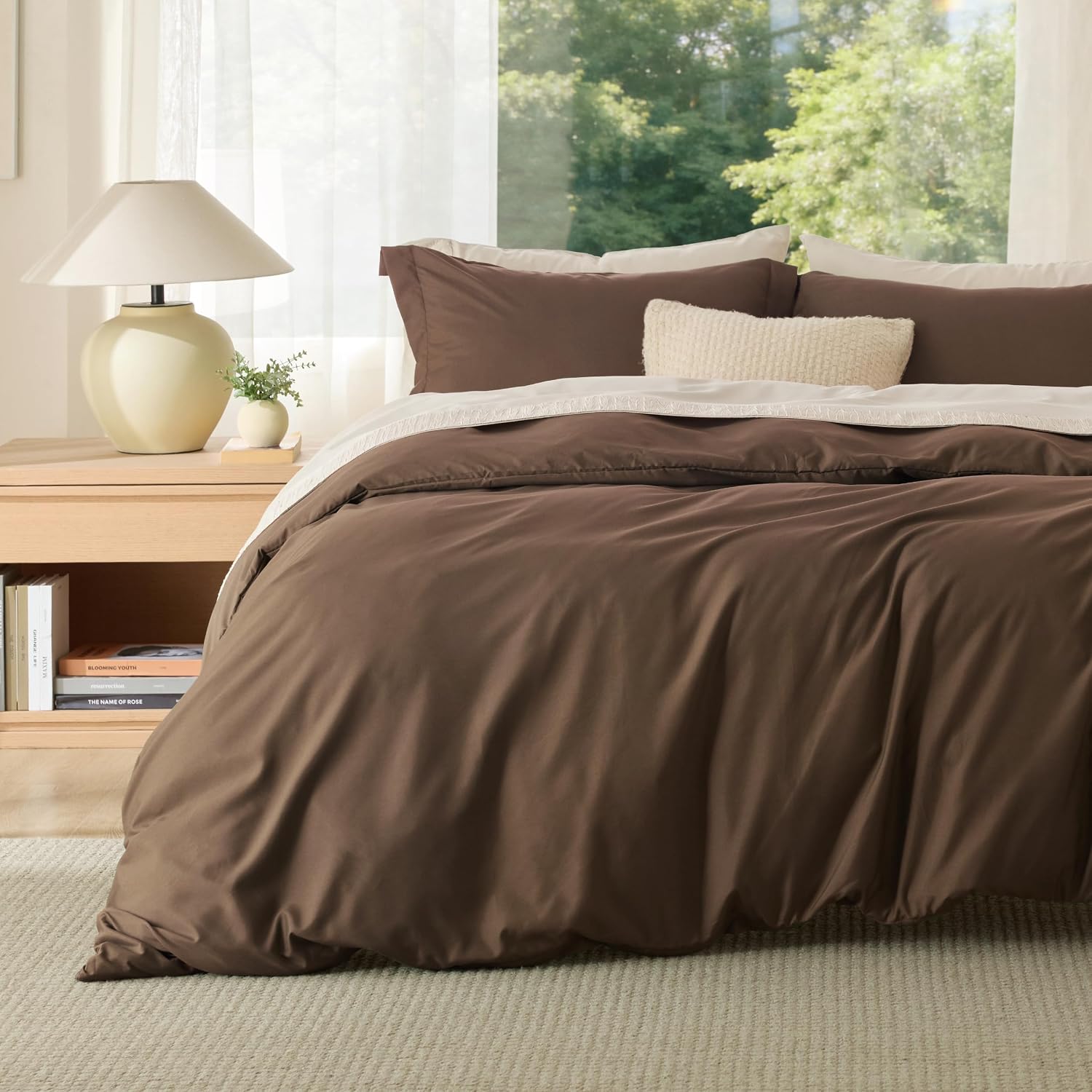 Plain Duvet Cover Set 100% Cotton Bedding Set For All Season（Set of 3Pc）