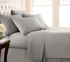 Cotton Fitted Bed Sheet with Pillows-Grey