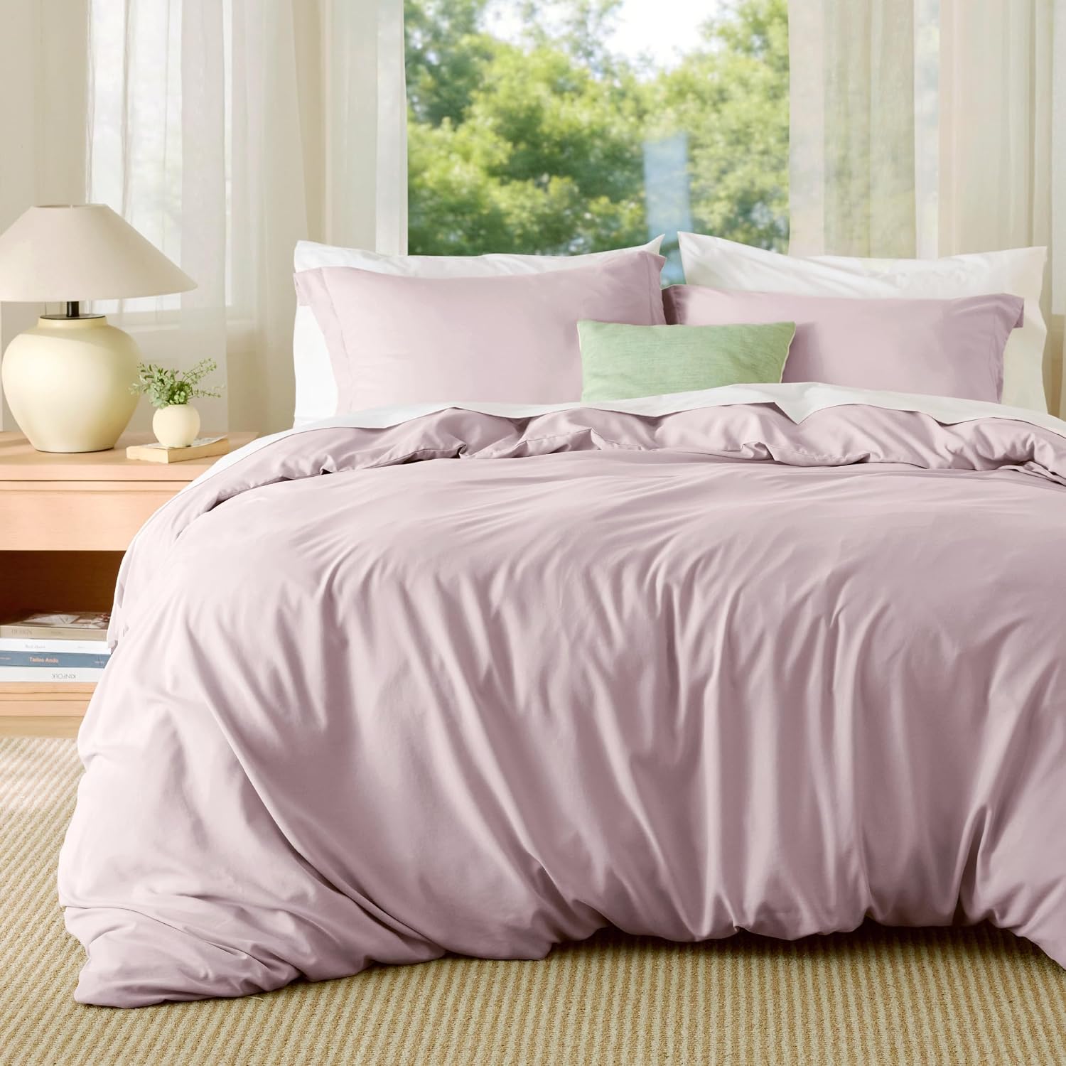 Plain Duvet Cover Set 100% Cotton Bedding Set For All Season（Set of 3Pc）