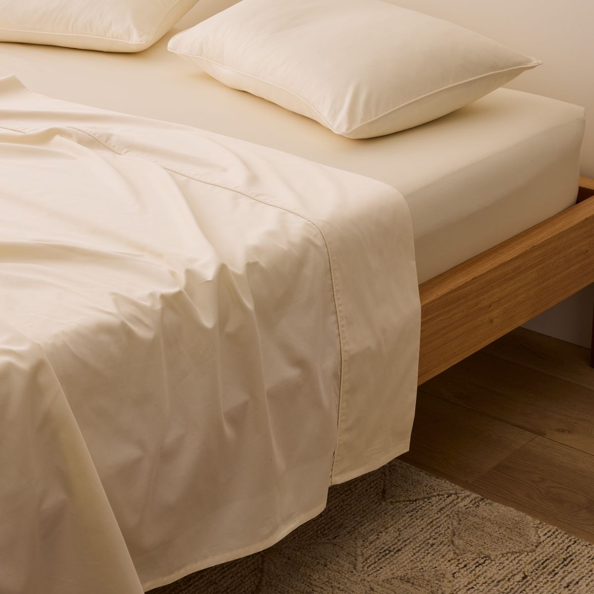 Plain Cotton Bed Sheet Set - Cream