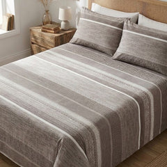 Double Cotton Bed Sheet - Ashwood Stripes