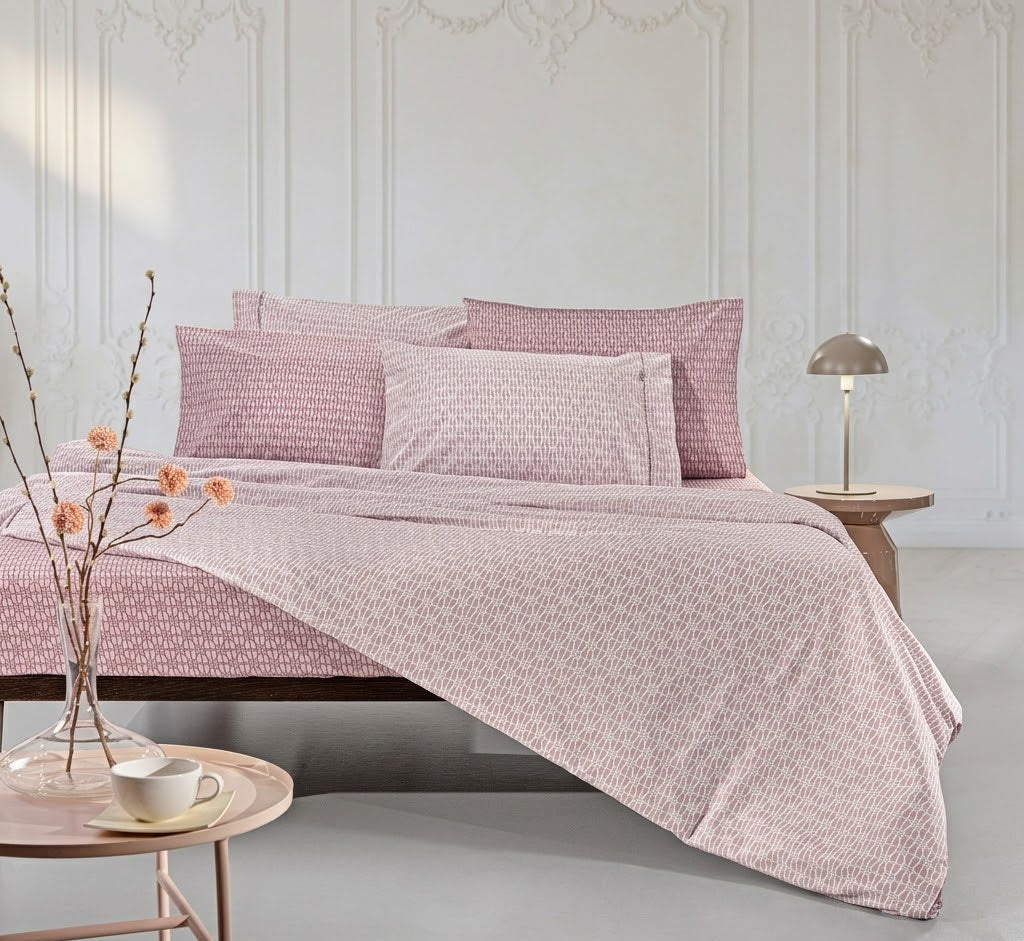 Premium Cotton Double Bed Sheet Set - Blush Pebble
