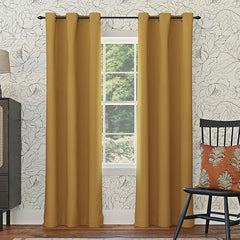 2Pc Plain Dyed Eyelet Curtains With Lining - Mustered