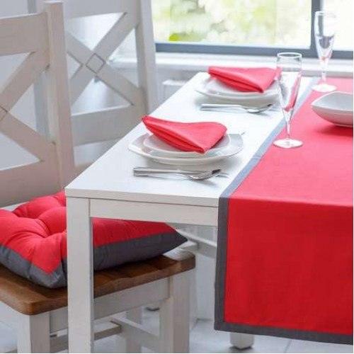 Cotton Table Runner - Red & Grey