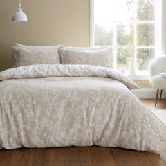Neutral Brushed Cotton Floral Double Bed Sheet