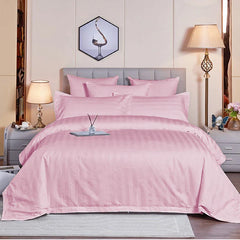 Cotton Satin Stripe Duvet Cover Set Baby Pink