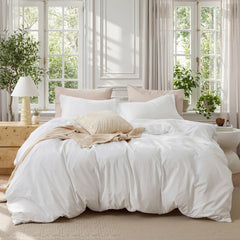 Plain Duvet Cover Set 100% Cotton Bedding Set For All Season（Set of 3Pc）