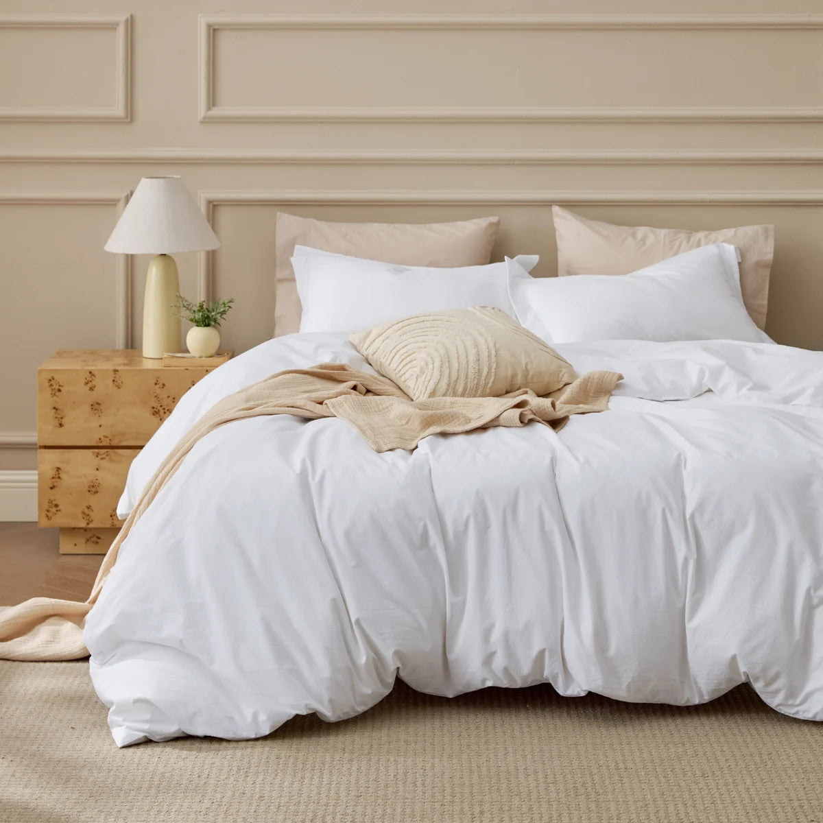 Plain Duvet Cover Set 100% Cotton Bedding Set For All Season（Set of 3Pc）