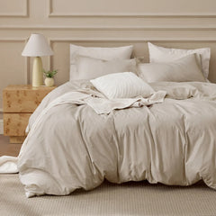 Plain Duvet Cover Set 100% Cotton Bedding Set For All Season（Set of 3Pc）