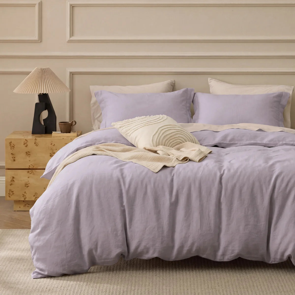Plain Duvet Cover Set 100% Cotton Bedding Set For All Season（Set of 3Pc）