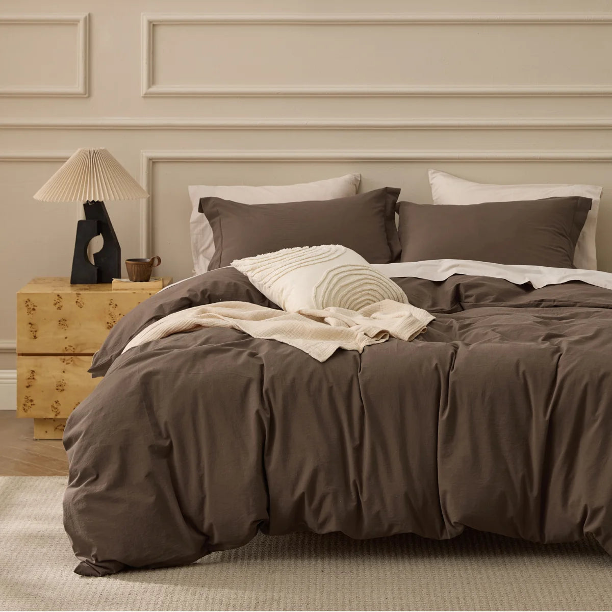 Plain Duvet Cover Set 100% Cotton Bedding Set For All Season（Set of 3Pc）