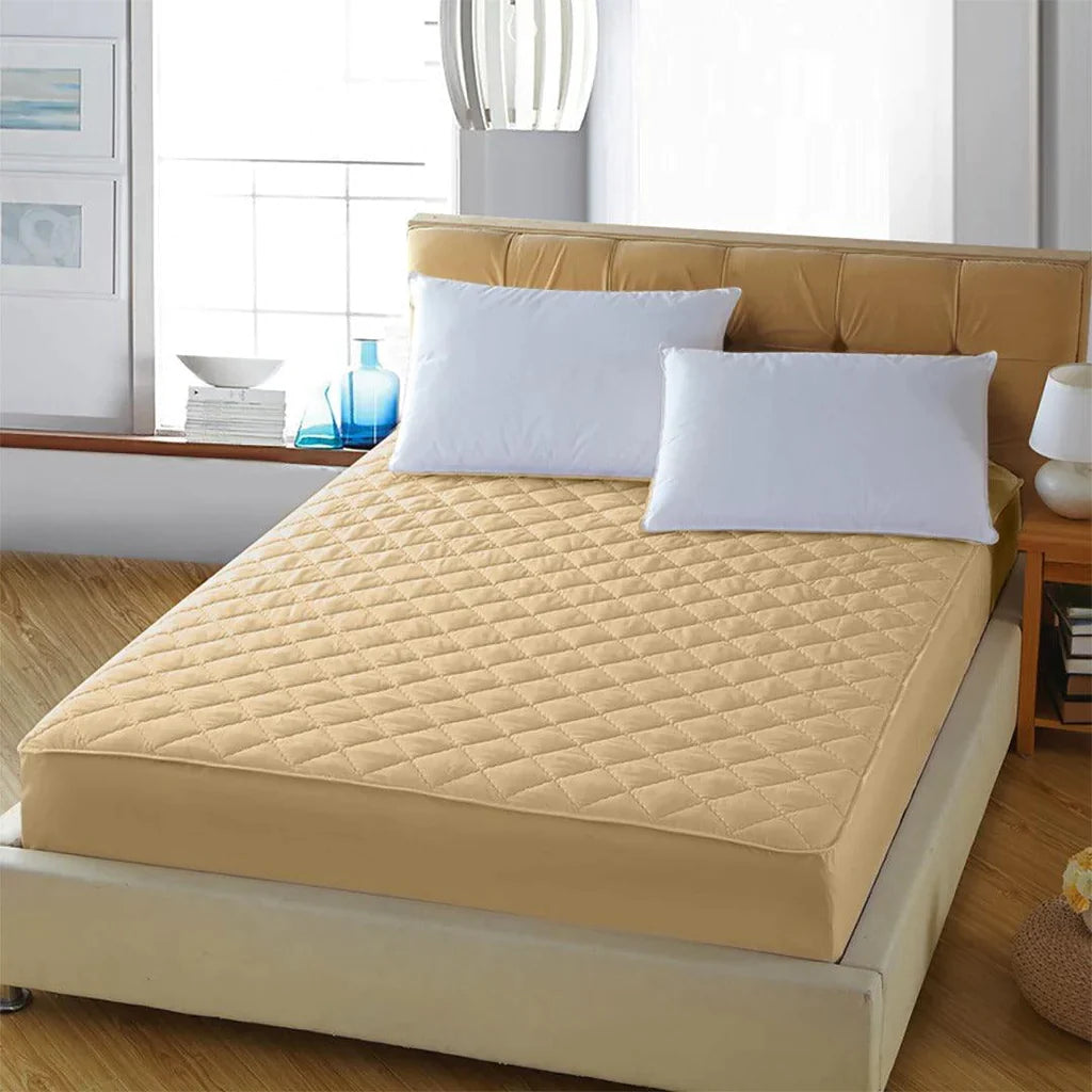 Quilted Waterproof Mattress Protector - Beige