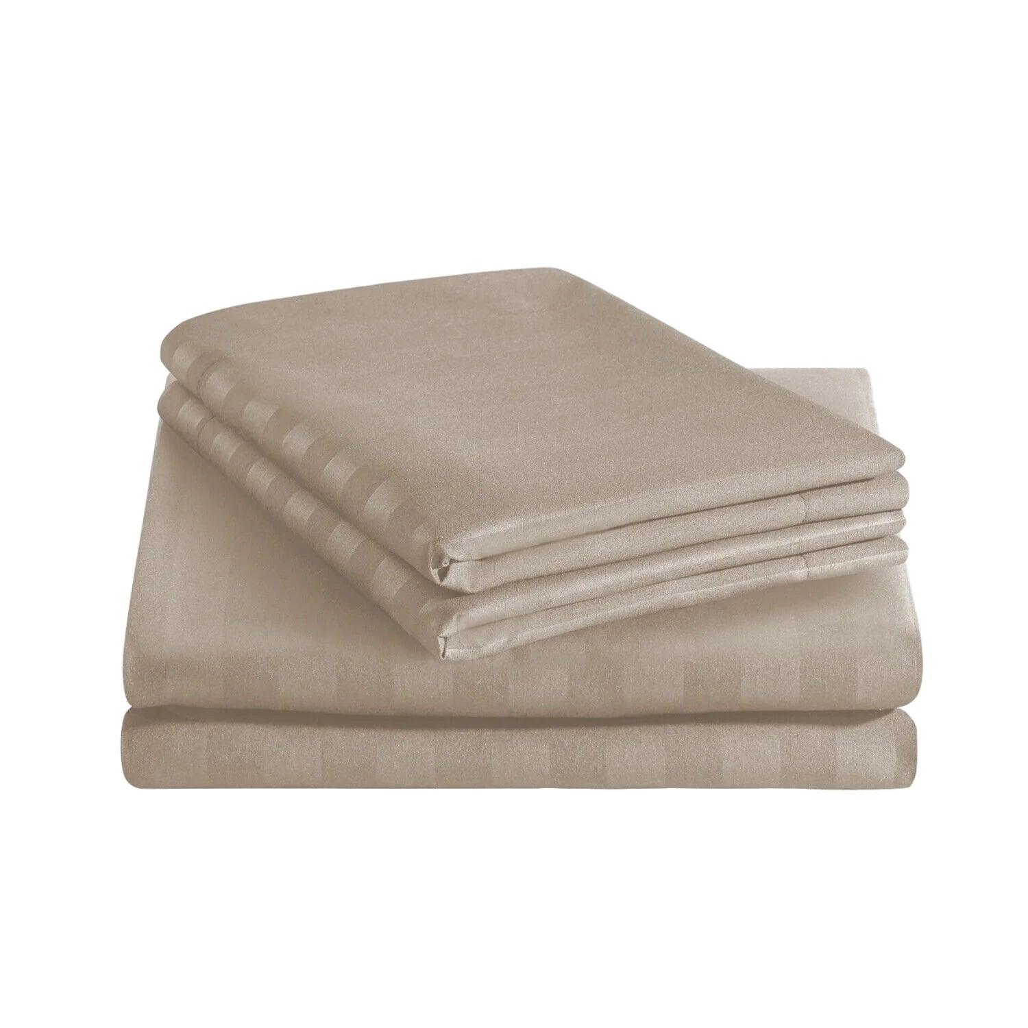 Cotton Satin Stripe Duvet Cover Sets Beige