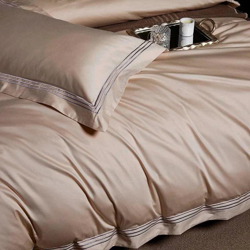 Embroidered Luxury Duvet Set-Beige