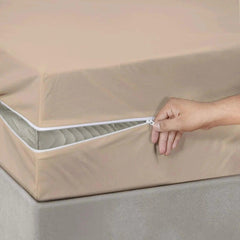 Cotton Zipper Mattress Cover -  Beige