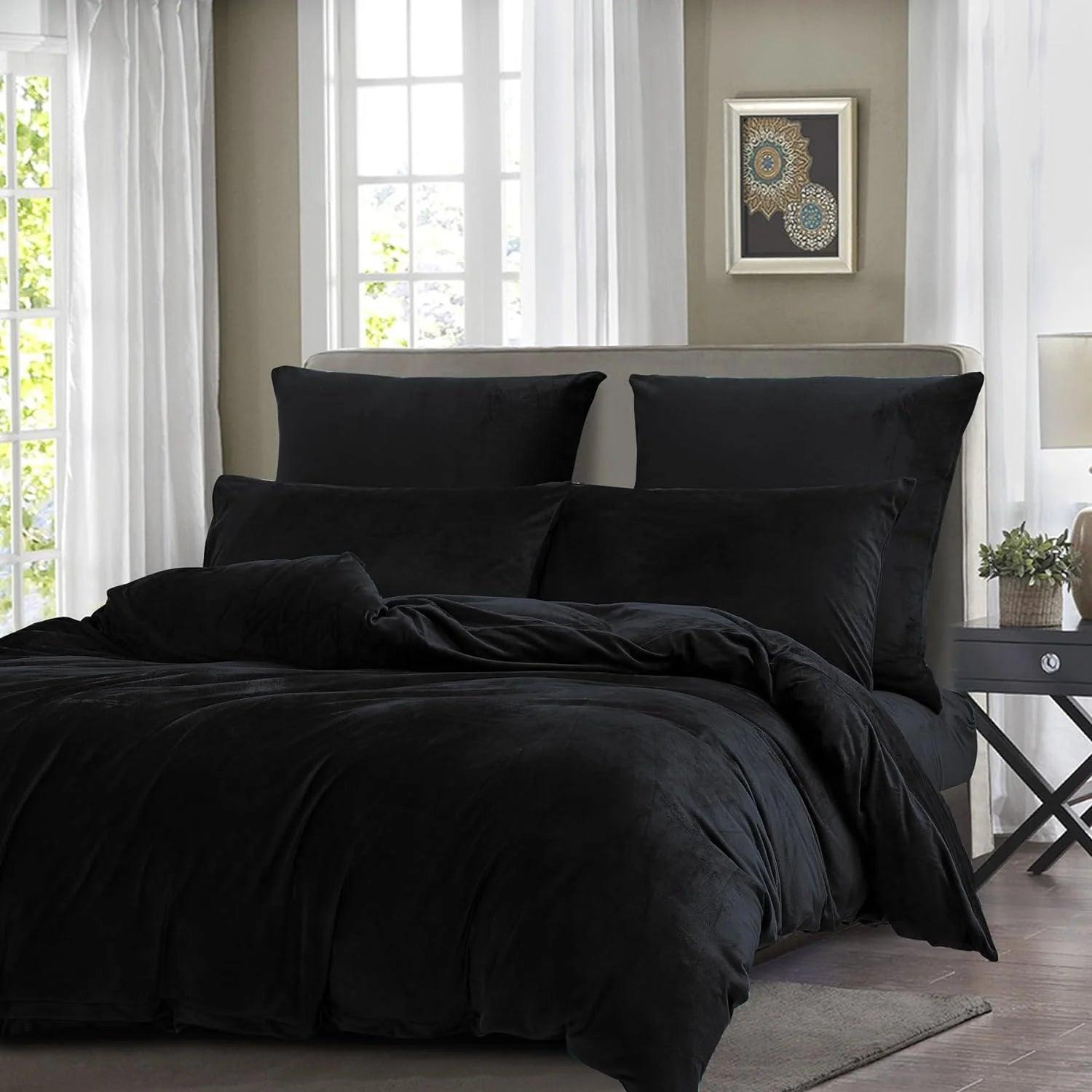 Luxury Velvet Duvet Cover Set - Black