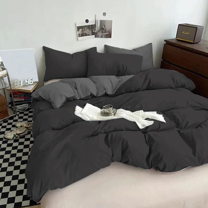 Plain Dyed Reversible Cotton Duvet Cover Sets