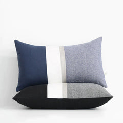 Sofie Black And Navy Strip Jute Cushion Cover - Pack of 2