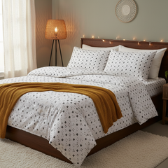 Double Cotton Satin Bed Sheet - Black Petal