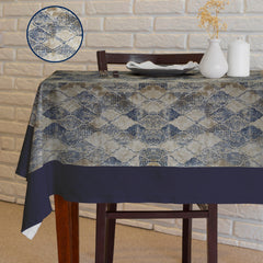 Waterproof Printed Ankara Table Cover with Plain Cotton Border